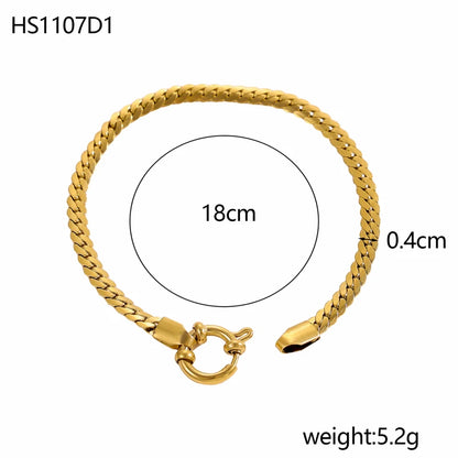Stainless Steel Thick Simple Chunky Chain Layered Gold Bracelet Set