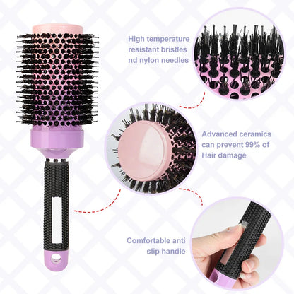 Professional Ceramic Thermal Round Brush Salon Blow Drying Curling Barrel Brush