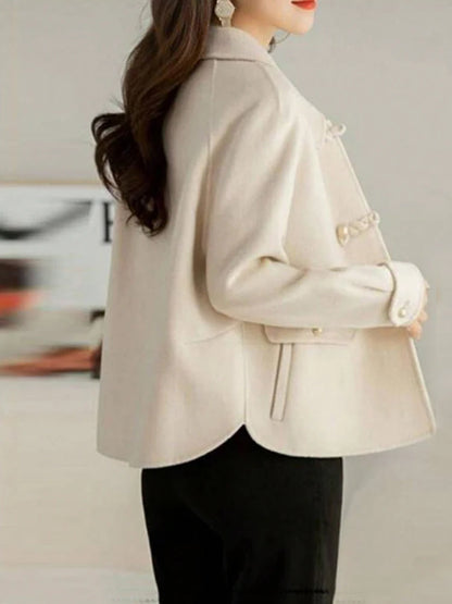 Elegant Solid Short Warm Formal Office Female Coat