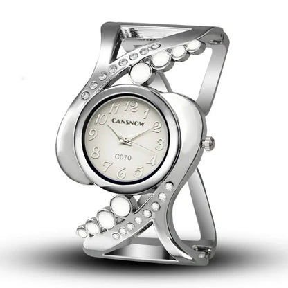 Bangle Wristwatch Quartz Crystal Luxury Rhinestone Watch