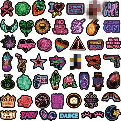 10/25/50pcs Cool Mixed Neon Lights Graffiti Stickers for DIY Guitar Phone Laptop Skateboard