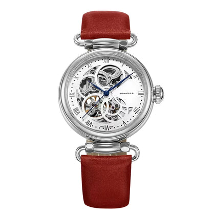 Leather Strap Waterproof Skeleton Automatic Mechanical Watch Necklace Set 6002L Series