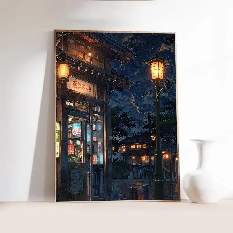 Japanese Tokyo Teahouse Cartoon Canvas Print
