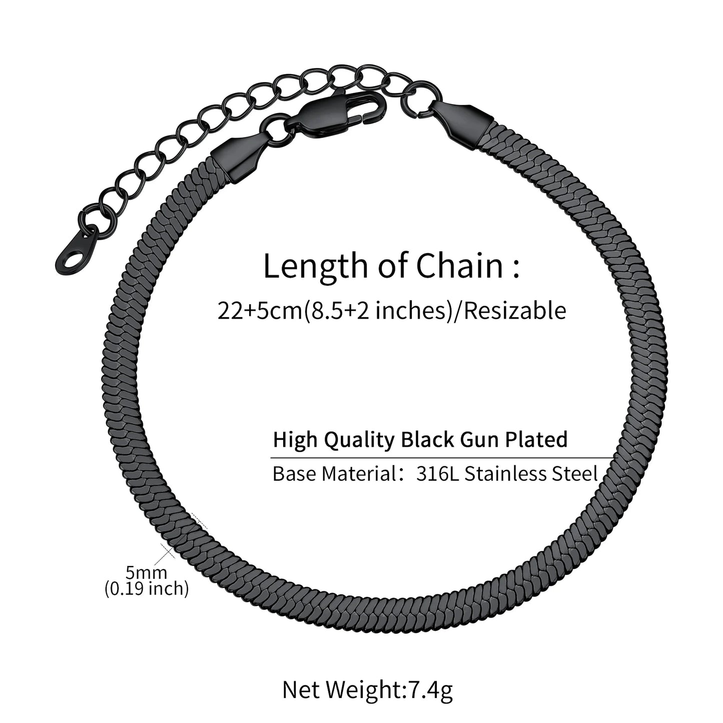 U7 Ankle Cuban Link Snake Figaro Bracelets