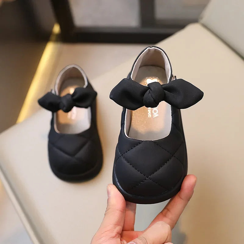 Leather Soft Shallow Bow Casual Shoes