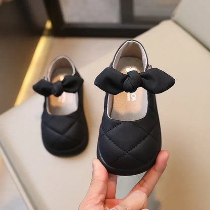 Leather Soft Shallow Bow Casual Shoes