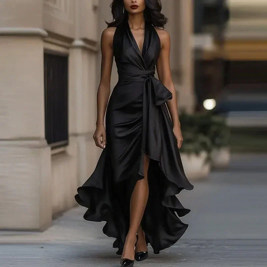 Hight Waist Solid Slim Party Dress