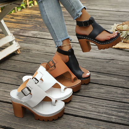 High Heel Thick Heel Open Toe Casual Plus Size Sandals
