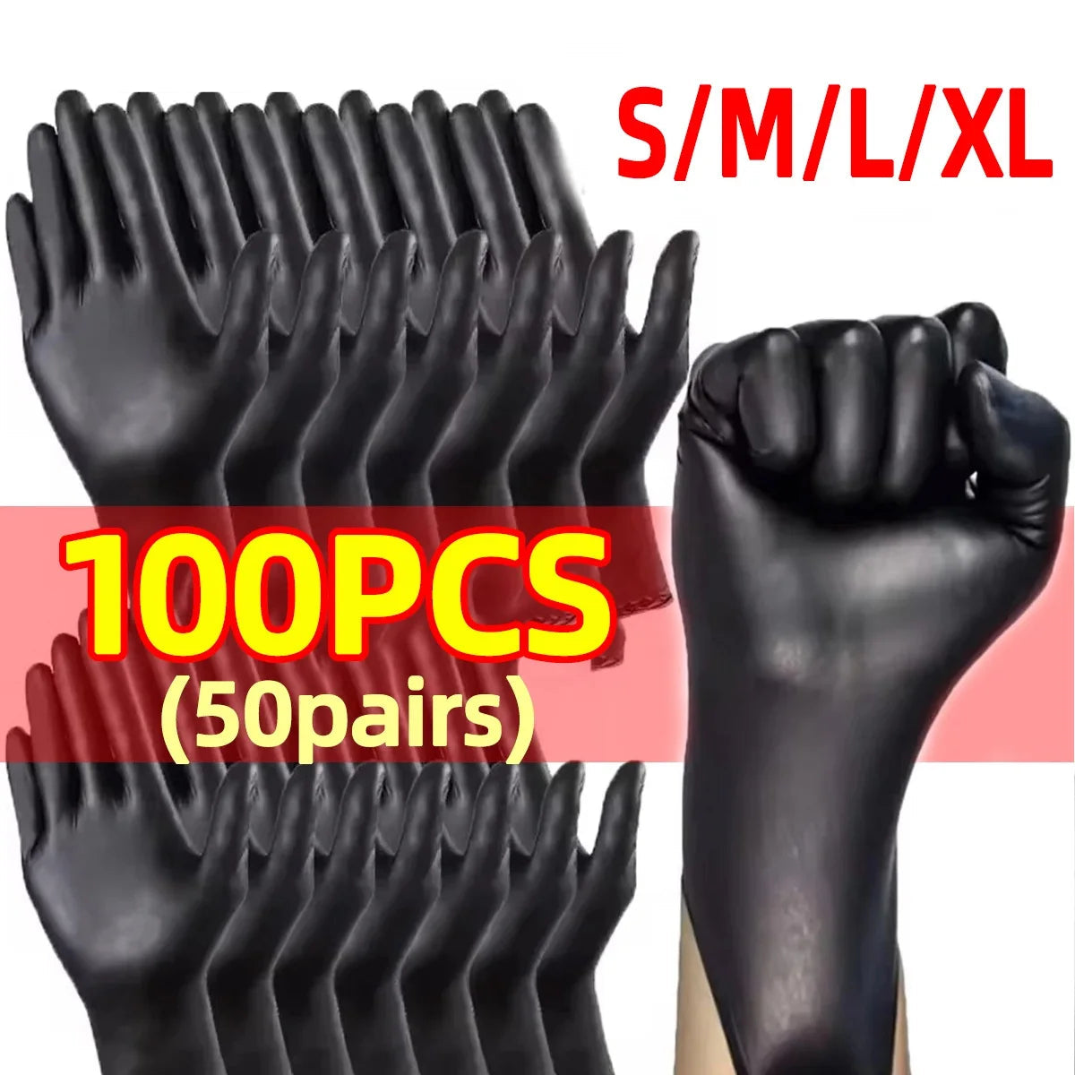 S/M/L/Xl Bag Black Pvc Disposable Cleaning Gloves
