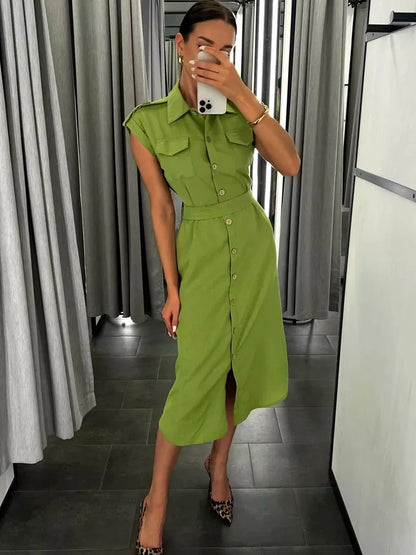 Casual Light Midi Dress Short Sleeve Dress