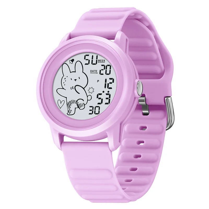 Unisex Digital Carton Rabbit LED Waterproof Watches