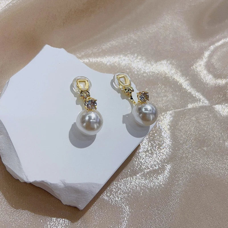 French Vintage Imitation Pearl Clip on Earrings