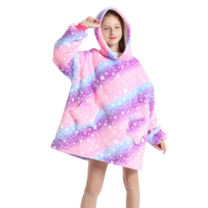Kids Hoodie Oversized Blanket with Sleeves Panda Giraffe Kigurumi Sweatshirt