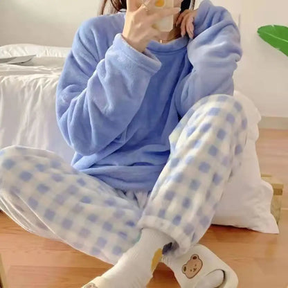 Fleece Thick Warm Pajamas Set
