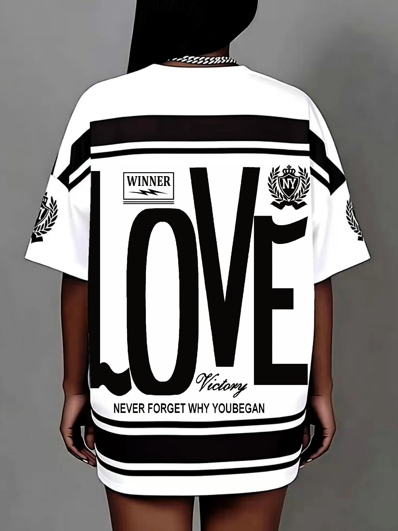 Plus size letter print T-shirt pullover