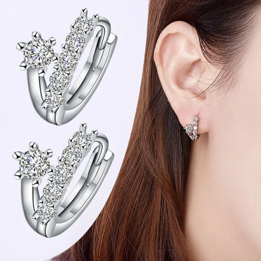 925 Sterling Silver Zircon Buckle Earrings