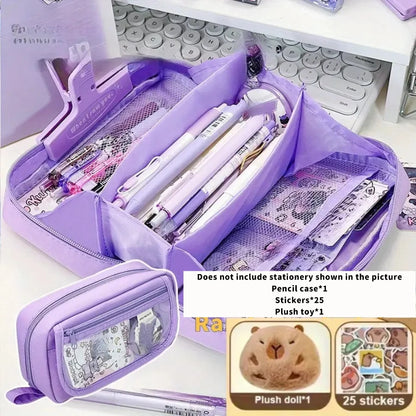 27pcs Large Capacity Volcano Flip Pencil Case Set