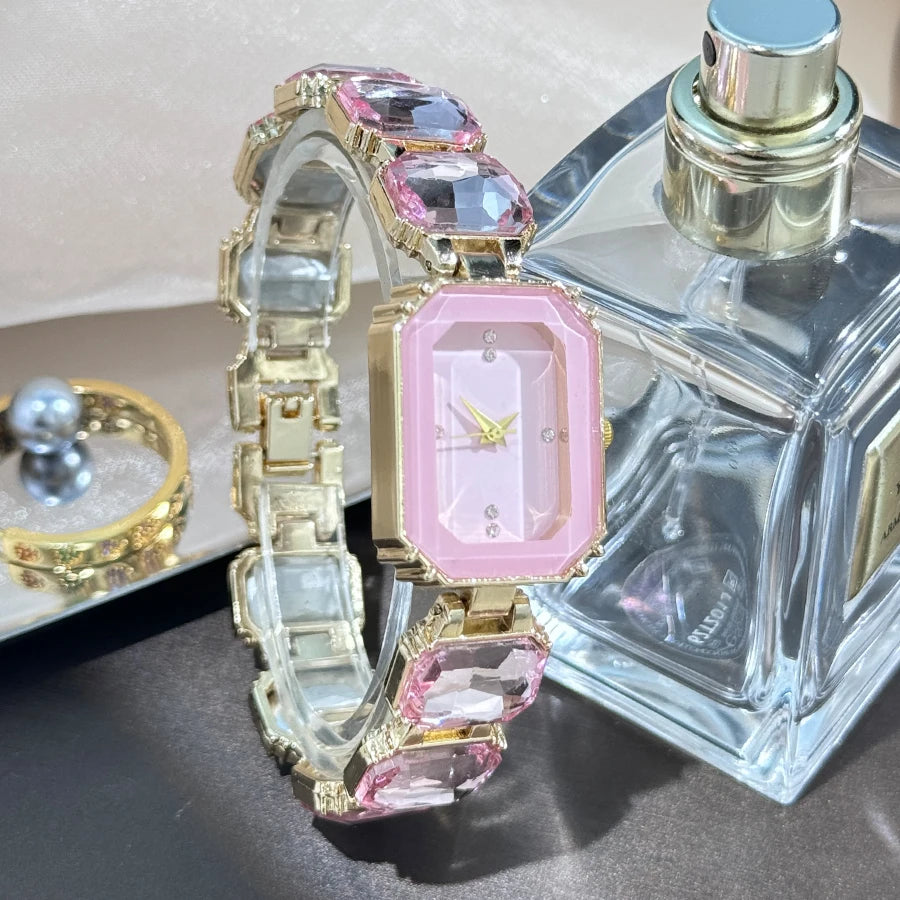 Rhinestone chain rectangular color case rhinesto watch