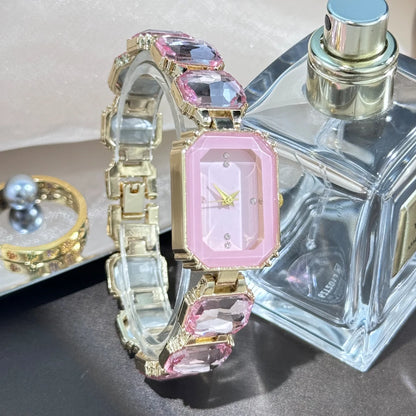 Rhinestone chain rectangular color case rhinesto watch