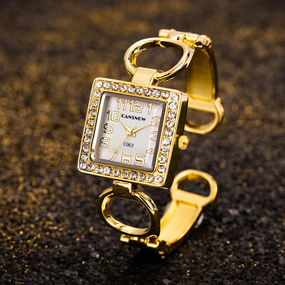 Gold Bangle Bracelet Stainless Steel Quartz Watch