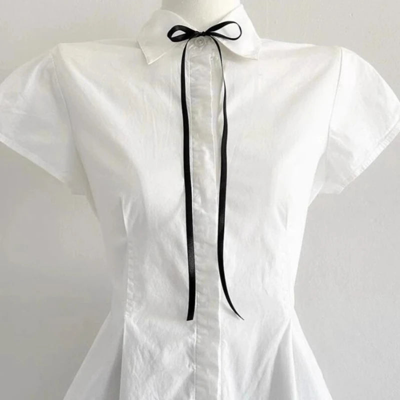 Deeptown Elegant Sweet White Blouse