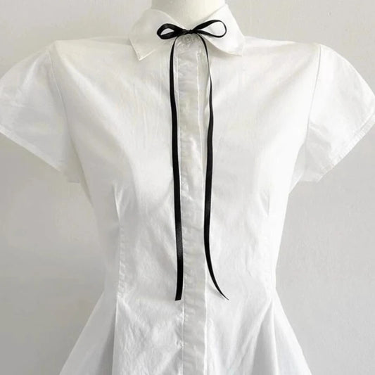 Deeptown Elegant Sweet White Blouse