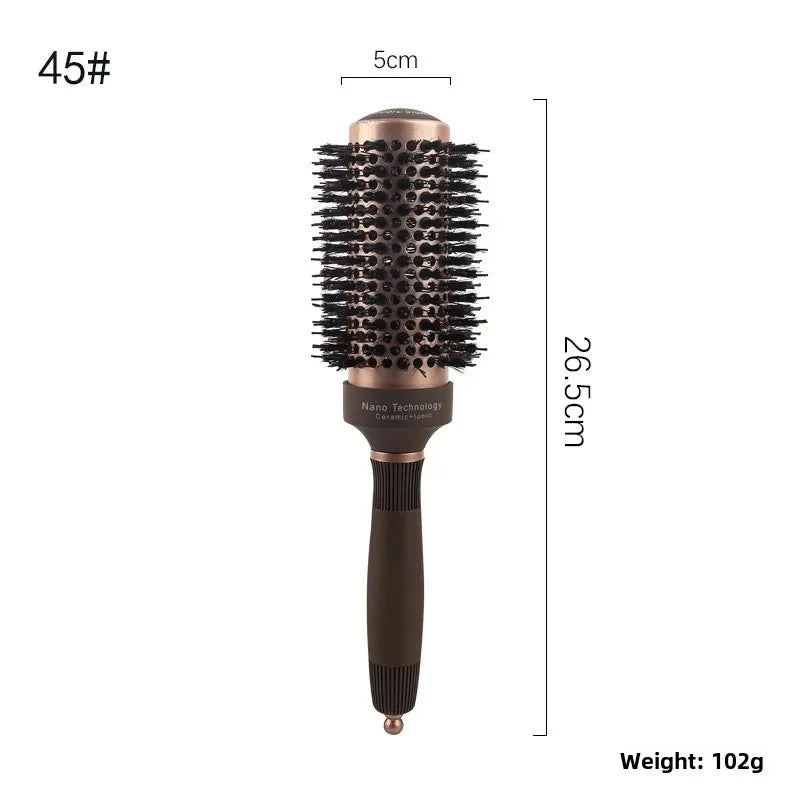 Ceramic Round Barrel Hair Curling Brush Anti Static Round Rolling Brush