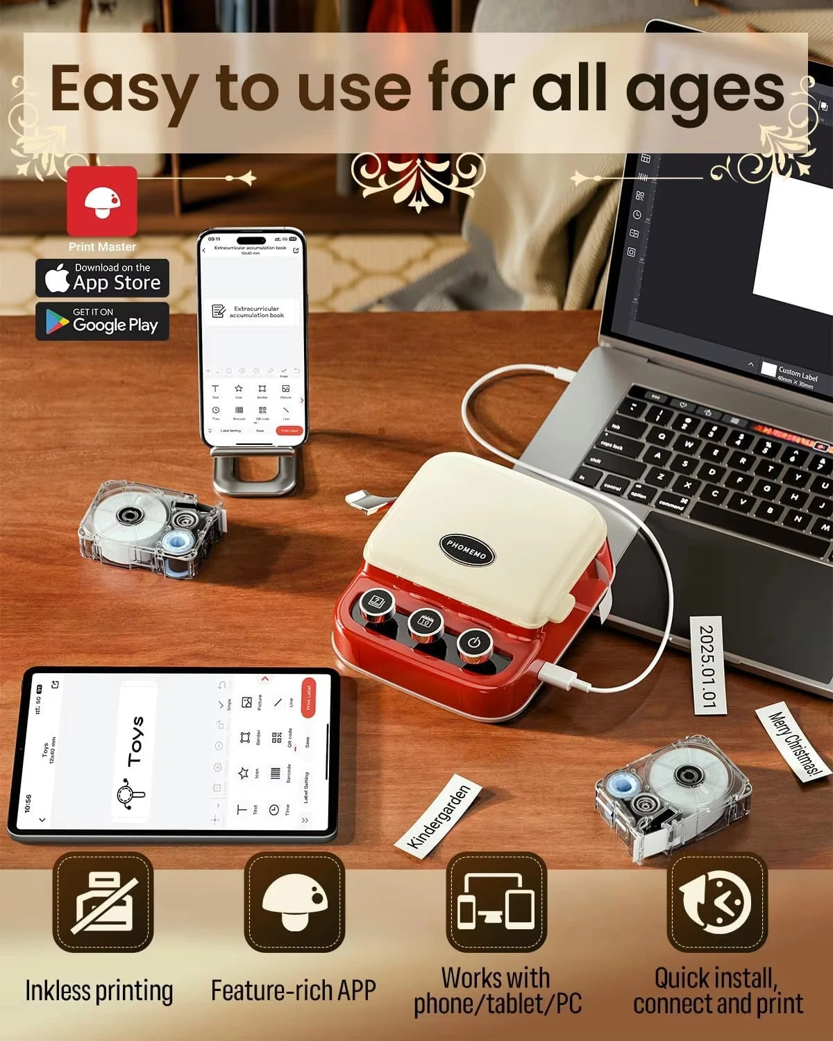 Phomemo P15 Label Printer Gift Label Printer Ribbon Label Printer