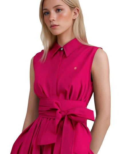 Sleeveless Casual Lapel Shirt Dress