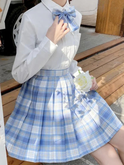 Falda corta de baile estilo preppy de talle alto para chicas