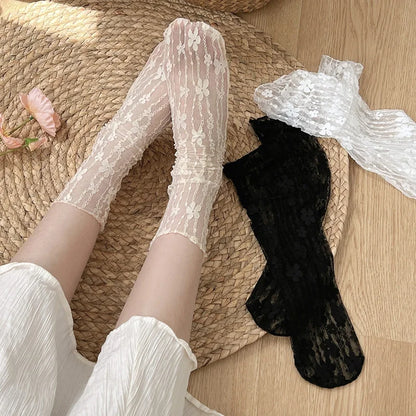 Sexy Lace Flower Ultra-thin Transparent Socks