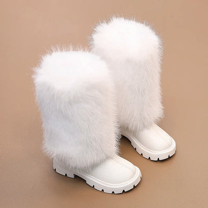 High Warm Princess Leather Soft Soled Anti-Slippery Boots
