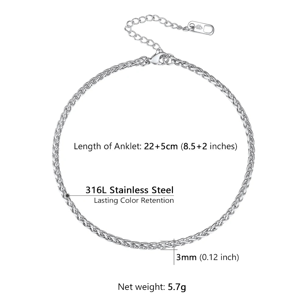 U7 Ankle Cuban Link Snake Figaro Bracelets