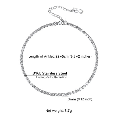 U7 Ankle Cuban Link Snake Figaro Bracelets