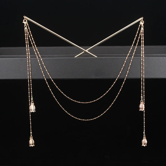Long Tassel Double Chain Hair Pins Nunchaku Hairpin Chinese Hanfu Hair Stick