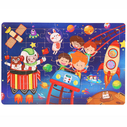 30 Pieces Wooden Jigsaw Puzzle Kids Cartoon Animal Puzzles Toys
