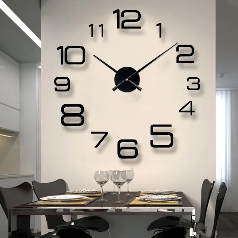 Large Wall 3D DIY Quartz Acrylic Mirror Stickers Clocks