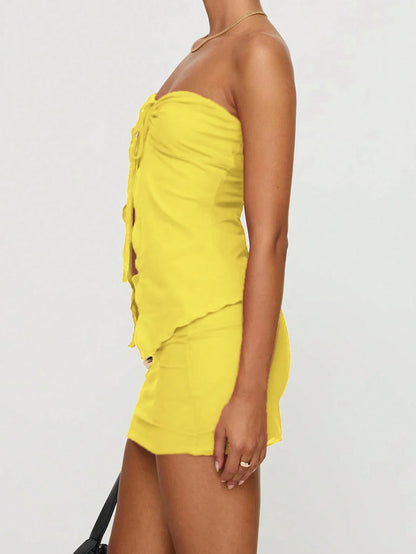 Casual Sleeveless Top & Skirt