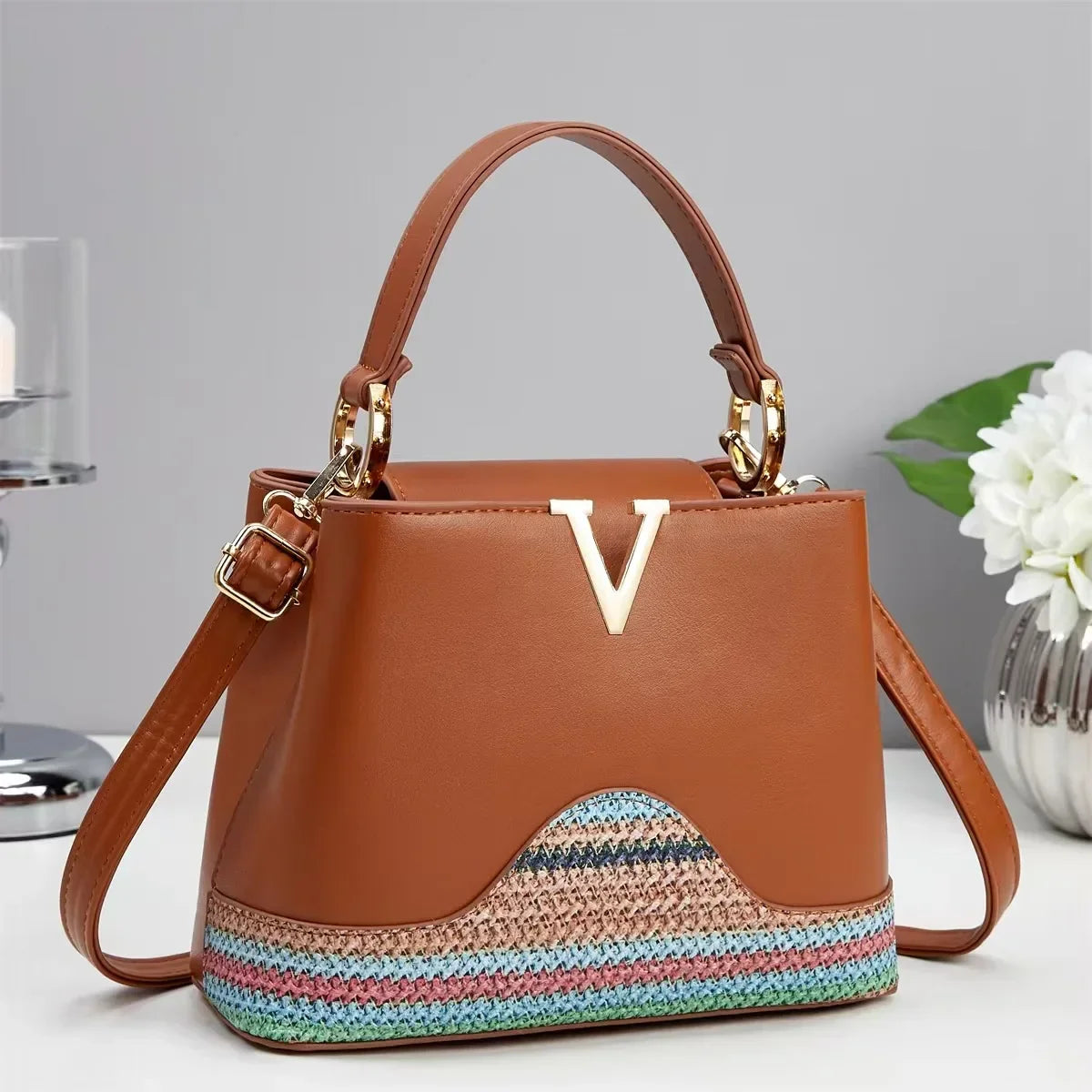 luxury leather single shoulder straddle bag