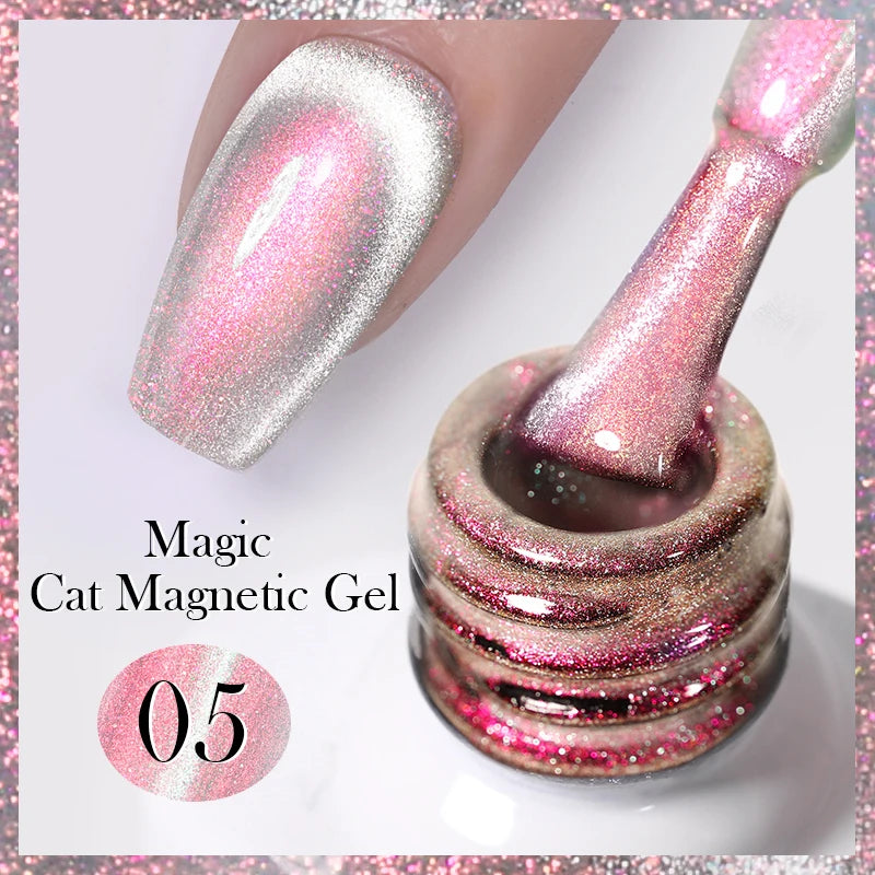 Sparkling Glass Bead Cat Magnetic Gel Nail Polish