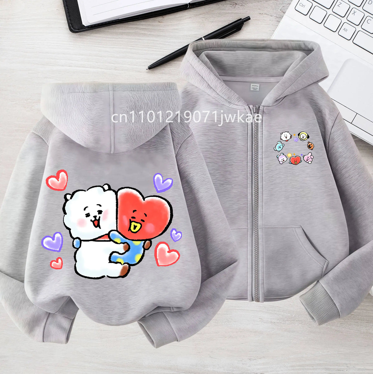 Tee Cute BT21 Mang Inspired Zipper Hoodie 3-12 Year Hoody Coat