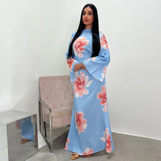 Arabesque Bell Sleeve Flowy Maxi Abaya Dress