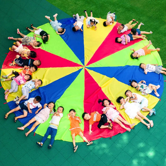 2M/4M Diameter Kids Outdoor Teamwork Game Prop Rainbow Parachute Toys