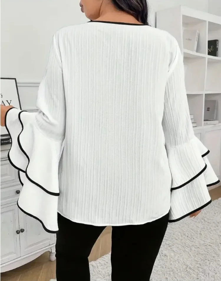 Large Size Casual Crew-neck Flared Long-sleeved T-shirt