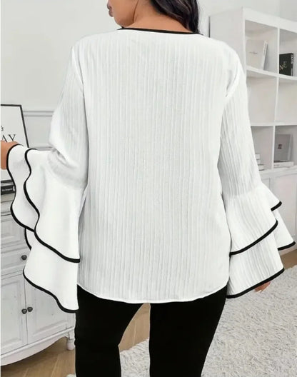 Large Size Casual Crew-neck Flared Long-sleeved T-shirt