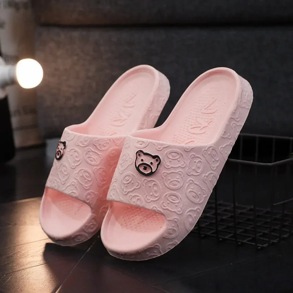 Non-slip Cute Bear Decoration Flat Slippers