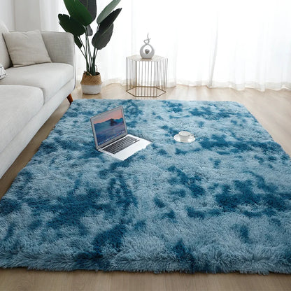 Silk Hair Tie-Dye Carpet Plush Soft Floor Mat Decoration