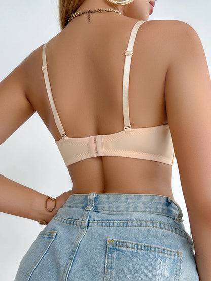 Floral Lace Bra Front Closure Push up Bra Convertible Straps Lingerie