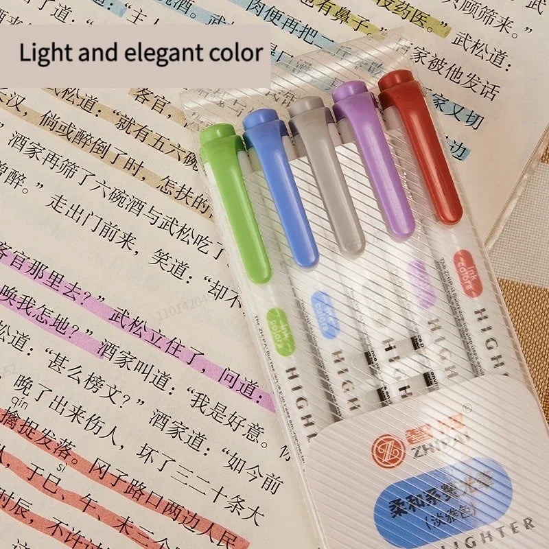 5 Colors/box Double Headed Highlighter Pen Set