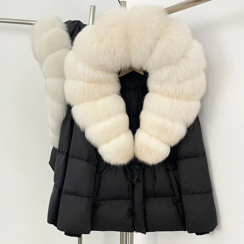 Real Fox Fur Puffer Jacket Coat